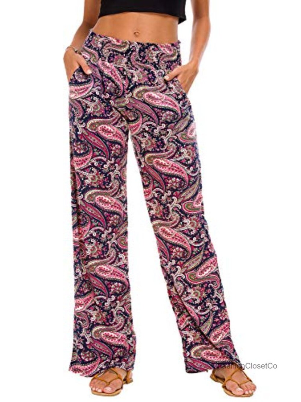 Wide Leg Floral Print Palazzo Lounge Pant Stretchy Boho Yoga Pants